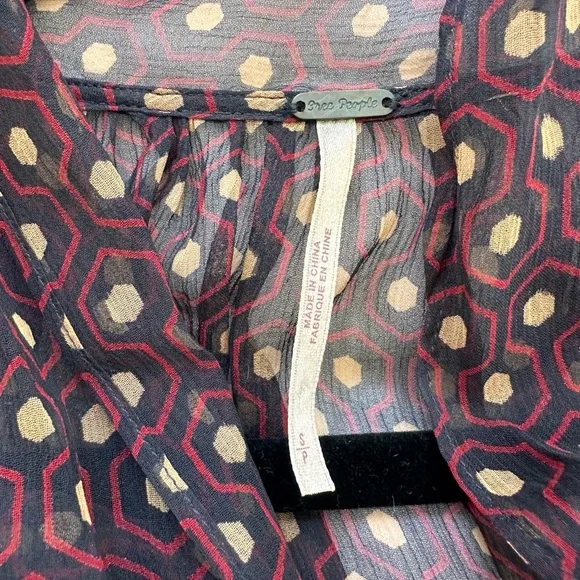 Free People Silk Sheer Blouse - Picture 3 of 5